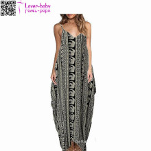 Elephant Print V Neck Spaghetti Strap Long Maxi Dress L51415